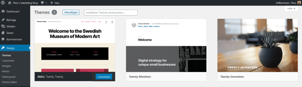 WordPress Themes - Backend