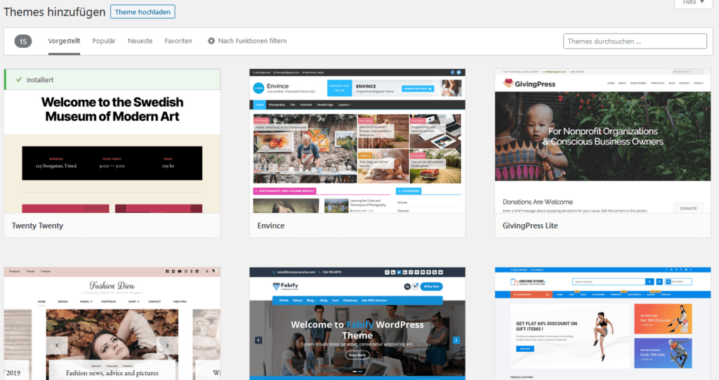 WordPress Themes installieren