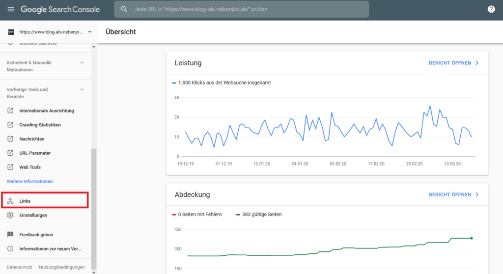 Google Search Console - Links