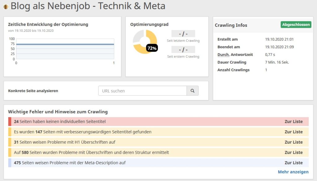 SEO Werkzeug Technik & Meta