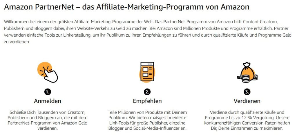 Amazon PartnerNet - Affiliate Marketing mit Amazon