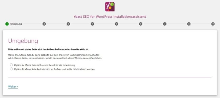 Yoast SEO Konfigurations Assistent