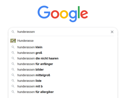 Google-Suche Hunderassen
