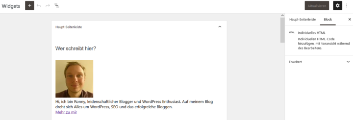 Widgets als Blocks