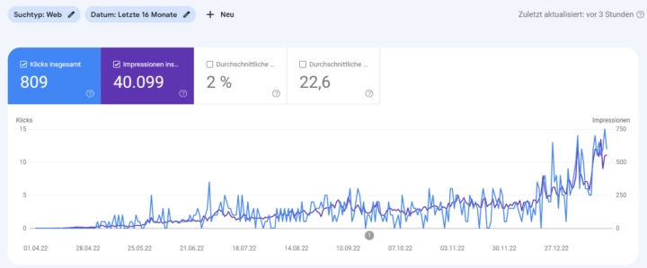 Google Search Console Ergebnisse Nischenwebseiten Blog